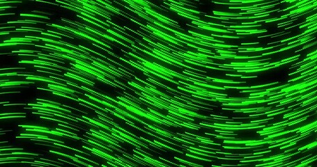 Wall Mural - curve wavy particle lines moving and flowing in one direction. abstract green color particles line m