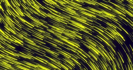 Wall Mural - curve wavy particle lines moving and flowing in one direction. abstract yellow color particles line 
