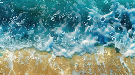 Wall Mural - Textured background of waves and bubbles at the beach