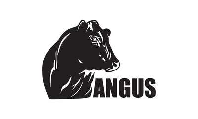 Wall Mural - SIMPLE ANGUS CATTLE HEAD LOGO, silhouette of great  cow face vector illustrations