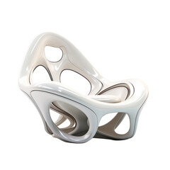 Futuristic plastic chair of unusual shape white color