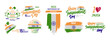 Set of Happy independence day of India banner design. vector illustration for greeting cards, posters, invitations, brochures