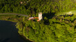 Medieval Tropsztyn Castle on Dunajec River in Lesser Poland. Aerial drone view