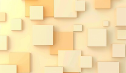 Poster - This computer-generated image showcases a series of 3D geometric shapes in various shades of beige, creating a modern, minimalist aesthetic