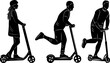 people on scooters silhouette on white background vector