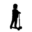 child with scooter silhouette on white background vector