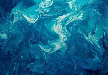 Canvas Print - Abstract swirls in shades of blue and teal, creating an impressionistic background for the presentation title slide