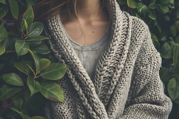 Sticker - close up of woman in knitted sweater