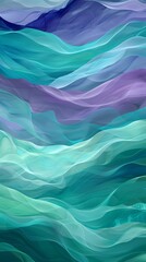 Poster - An ethereal artwork portraying the calm and rhythmic motion of ocean waves in soothing hues of blue and purple