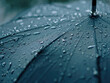 Close up shot of raindrops umbrella at heavy rainy day, Weather protection