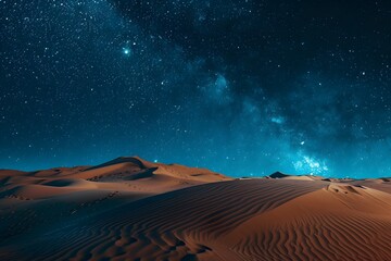 Night sky over desert with starry sky