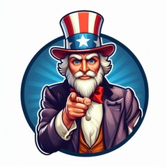 Wall Mural - Man 4th of July patriotic American flag For Presidential Election Independence day Mascot Logo Character for Celebration USA (United State) Cartoon Clipart