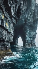Wall Mural - Dramatic sea caves carved by centuries of erosion