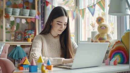 Canvas Print - A Woman Working from Home