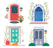 Flat design door composition set collection with elegant style