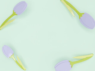 Wall Mural - A tulip on a green background in a cute plastic decoration art style spring floral concept,3D illustration