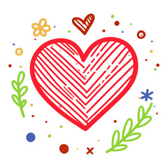 Wall Mural - Heart love symbol. Childlike drawing of heart. Abstract cute drawing of heart. Vector illustration