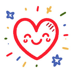 Wall Mural - heart love symbol. childlike drawing of heart. abstract cute drawing of heart. vector illustration
