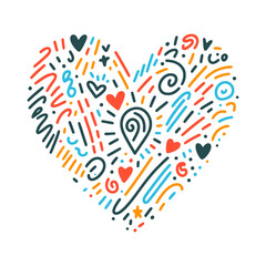 Wall Mural - heart love symbol. childlike drawing of heart. abstract cute drawing of heart. vector illustration