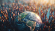 Weltbevölkerungstag Menschen bilden Weltkarte Kontinente aus 1000 Menschen 11.Juli Generative AI