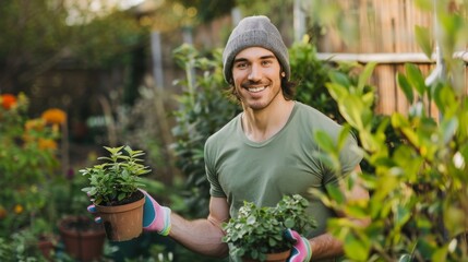 Canvas Print - A Man Smiling in His Garden