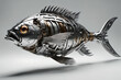 Mechanical metallic fish figurine. Digital illustration.