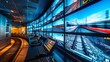 © G.Go - rail logistics control room, where engineers monitor high-speed train operations on large screens, in a high-resolution setting.
