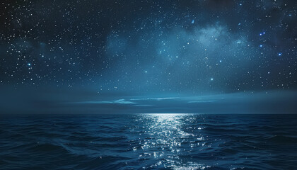 Amazing starry sky over sea at night