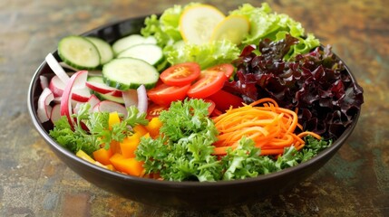 Wall Mural - Rotating assortment of fresh vegetables in a salad bowl