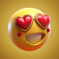 Funny heart character with eyes and mouth emoji in 3d render. Generative AI