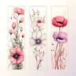© Jareerut - set of flower illustrations. Spring and summer backgrounds. Flowers, leaves , branches . Watercolor background, pastel colors.