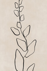 Wall Mural - printable wall art poster print. hand drawn minimalism design for scandinavian interior.