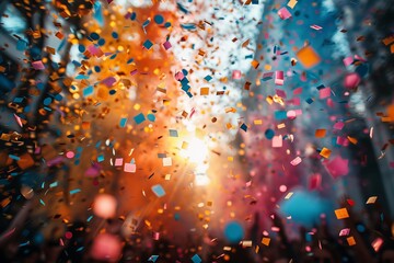 Wall Mural - a stunning swirl of multicolored confetti creates a dynamic, vibrant scene of celebration and excite