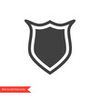Shield icon. Secure and protection black symbol
