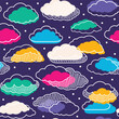 Cloud seamless pattern with lines, striped structure, vivid whimsical