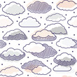 Cloud seamless pattern with lines, striped structure, nursery pastel