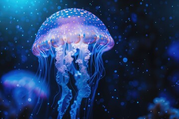 A jellyfish is floating in the water