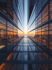 Wall Mural - A city skyline with a beautiful sunset in the background