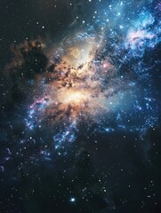 Wall Mural - A galaxy with a blue and yellow star