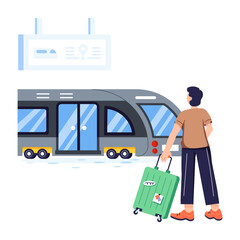 Sticker - Get this flat illustration of subway station 