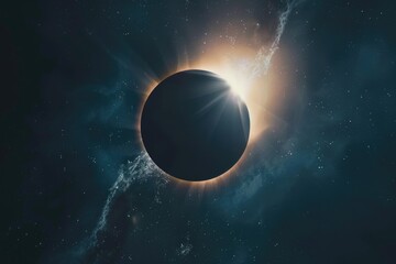 Canvas Print - a large black planet with a bright sun shining on it