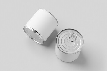 Wall Mural - Food tin can packaging mockup, medium size.