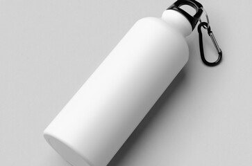 Poster - White reusable water bottle mockup, closeup.