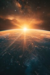 Canvas Print - the sun is shining on the surface of the planet, creating a beautiful