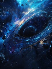 Wall Mural - a blue and white space with a large hole in the middle