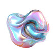 © DELstudio - PNG shiny liquid 3d form in the style of holographic colors, abstract fluid flowing composition, gradient iridescent texture