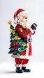 Cute little santa clause with christmas tree