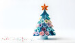 Cute christmas tree with copy space o white