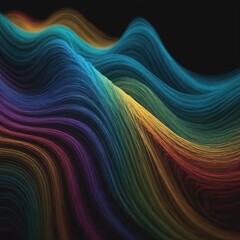 Wall Mural - abstract colorful wave on a black background. generative AI