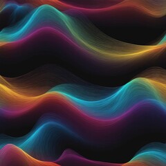 Wall Mural - abstract colorful wave on a black background. generative AI